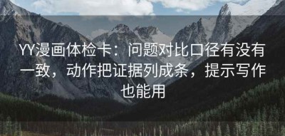 YY漫画体检卡：问题对比口径有没有一致，动作把证据列成条，提示写作也能用