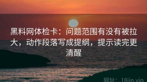 黑料网体检卡：问题范围有没有被拉大，动作段落写成提纲，提示读完更清醒
