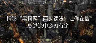 揭秘“黑料网”两步读法：让你在信息洪流中游刃有余