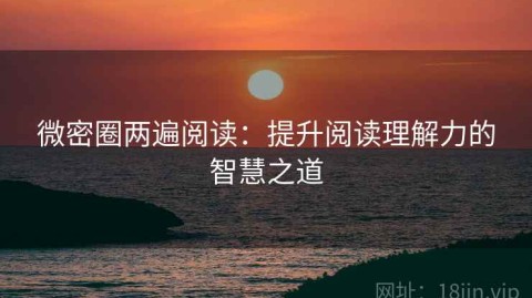 微密圈两遍阅读：提升阅读理解力的智慧之道