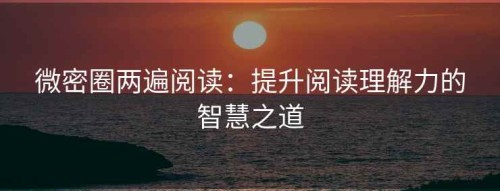 微密圈两遍阅读：提升阅读理解力的智慧之道