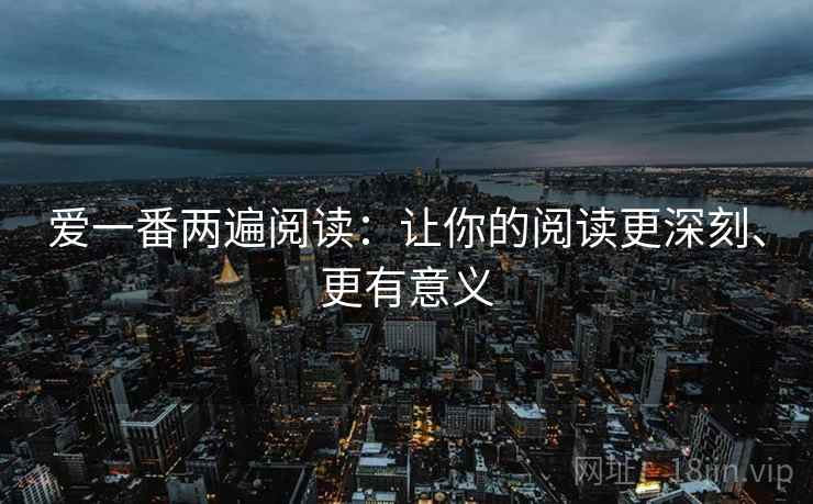 爱一番两遍阅读:让你的阅读更深刻、更有意义 爱一番两遍阅读:让你的阅读更深刻、更有意义