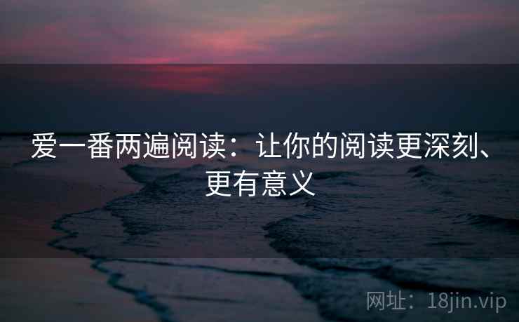 爱一番两遍阅读:让你的阅读更深刻、更有意义 爱一番两遍阅读:让你的阅读更深刻、更有意义
